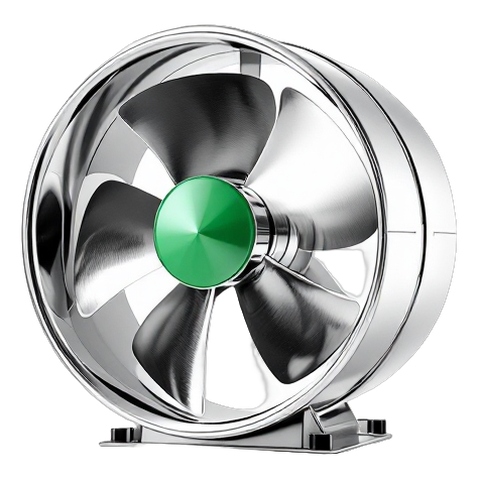 Une turbine chromée, prête à tourner